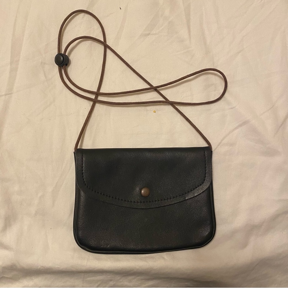 Elegant Black Leather Crossbody Bag small size